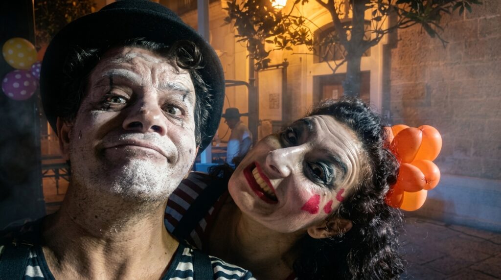 Spettacolo di clown e sculture di palloncini nelle piazze della Puglia. Un evento gratuito all'aperto con gag coinvolgenti, artisti del palloncino e creazioni personalizzate per bambini e adulti. Divertimento assicurato per tutta la famiglia tra colori, risate e magia.