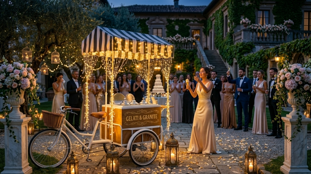 Noleggio Carretto Gelati a Lecce e Puglia: Offriamo carretti gelati personalizzati per matrimoni, eventi aziendali, feste private e inaugurazioni. Design vintage, gelati artigianali e gelataio in costume per un tocco unico. Disponibili anche carretti bike e pop corn. Personalizzazione completa per un evento esclusivo. Contattaci per informazioni!